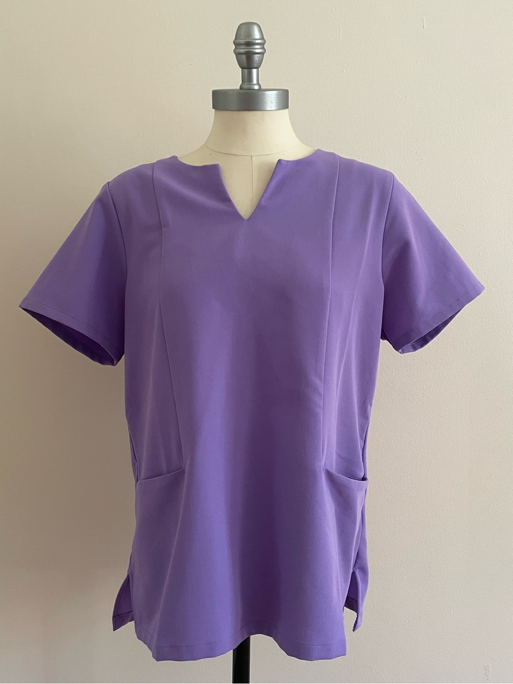 Mandala Notch Neck Lavender Scrub Top